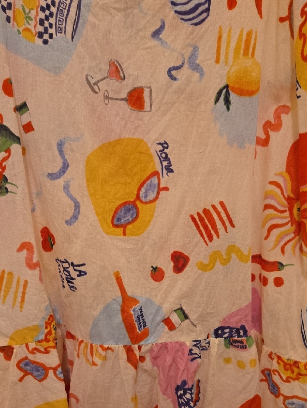 Colorful Summer Print Sundress - Pink, Yellow, Red - Picture 2 of 9